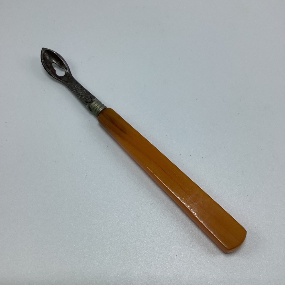 VTG Yellow/Orange Bakelite & Metal LaCross Corn Removing Pedicure‎ Tool Germany